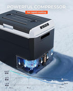 12 Volt Refrigerator, 64 Quart Electric Cooler, Car Fridge 12V/24V DC 100~240V AC, Portable Freezer -4℉~68℉, APP Control, Portable 12V Refrigerator Fridge for Truck, RV, Camping,Travel