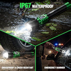 WdtPro Rechargeable LED Flashlights High Lumens, Super Bright 90000LM Rechargeable Flashlight with LCD Display, 5 Modes & Waterproof Powerful 10000mAh 30H Flashlight for Camping Emergency Green