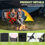 Nice C Heated Camping Chair with Battery, Outdoor Heated Folding Chairs, Double Padded Camping Chair for Adults, Camping Couch, with Cooler Bag, 2 Power Banks Included (Black&Grey)