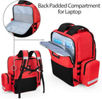 Trunab Emergency Medical Backpack Empty, EMT Camping Molle Bag with Detachable Side Pocket and No-Slip Bottom for Camping, Hiking, Traveling, Daycare, Red, Bag Only