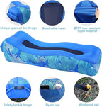 Inflatable Lounger Air Sofa with Unique Sun-Shade Design, Inflatable Beach Bed with Pillow, Waterproof Inflatable Couch Camping Chair Hammock for Hiking Backyard Travel Beach Park Picnics