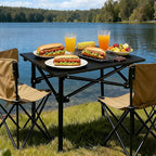Camping Table Roll up Table,2-4 Person Portable Adjustable Height Roll up Aluminum Table with Carry Bag