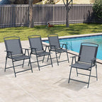 Crestlive Products Patio Folding Chairs Set of 8, Outdoor Folding Chairs with Durable Rust-Resistant Frame and Breathable Textilene Material for Outside, Gray