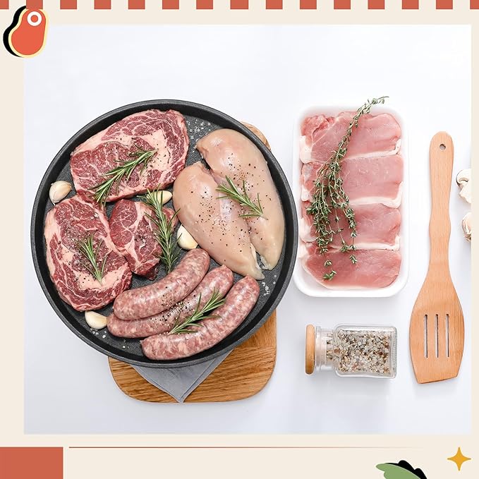 Maxdot 2 Pcs Small Cast Iron Griddle Pan 11.4 Inch Easter 4th of July Round Cast Iron Pizza Pan Camping Skillets Mini Carbon Steel Griddle for BBQ, Baking, Grilling, in the Oven, on the Stove or Grill
