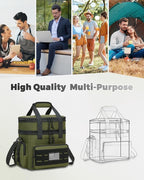 Tactical Lunch Bag & Lunch Box for Men - Large Double Deck Expandable Insulated Soft Adult Lunchbox for Work - Cooler Bag for Beach, Picnic, Camping,Outdoor，Travel (Green,16L)