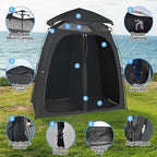EighteenTek® Shower Tent Camping, 2-Room Portable Changing Room, Outdoor Shower Enclosure, Pop Up Privacy Tent Shelter with Floor & Doors, Waterproof & Lightweight, Camping Toilet Bathroom