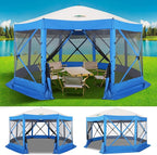 COBIZI 15x15 FT Pop Up Gazebo - Canopy Tent, Large Gazebos On Clearance,Instant Screened in Gazebo,carpas para Patio,Portable Screen Tents for 12-15 Persons Outdoor Camping, Backyard, Blue