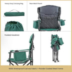 ARROWHEAD OUTDOOR Portable Deluxe Folding Camp Quad Chair w/Headrest, Glass & Cup Holders, Armest 6-can Cooler, Heavy Duty Carry Bag, 550 lbs Weight Capacity