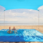 WEKAPO Beach Tent Sun Shelter - Easy Setup Beach Canopy with 4 Sturdy Poles, Large Sandbags and Shovel, 6'7'' Tall, Windproof Sun Shade for Backyard and Camping, UPF 50+ Protection