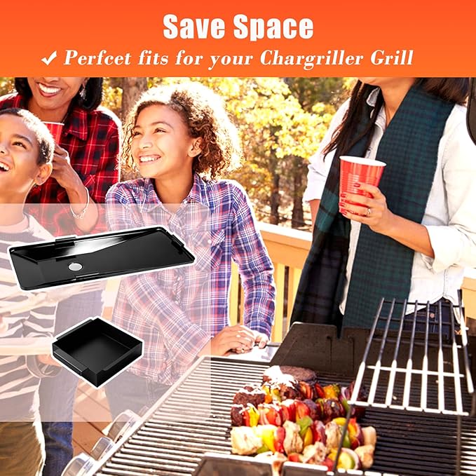 Uniflasy Grease Tray with Catch Pan for Char Griller 5050 5650 3070 5072, Texas Trio, for Chargriller Grill Drip Pan, Grease Catcher for Chargriller Accessories, Replacement Part Number 200163