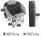 Northroad Folding Compact Camping Moon Chair, Outdoor Padded Saucer Round Chair w/Cup Holder Supports up to 300 lbs for Beach Hiking Fishing Picnic Lawn,Black