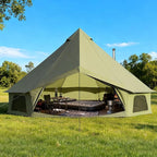 YOLENY Bell Tent, Yurt Tent 4/6/8/10 Person 4 Season Waterproof Glamping Tents w/Stove Jack for Family Camping Outdoor Party, Glamping Tents for Camping - 10/13.1/16.4FT