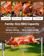 VEVOR Rotisserie Grill, 56in Electric Rotisserie Grill Kit 8 Level Height, BBQ Grills Rotisseries Kit with 132 lbs Load Capacity, Asador de Puerco, Stainless Steel Automatic Grilling Kits for Parties