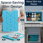 Kona XXL Ice Packs for Coolers – 2 lb Reusable Slim Freezer Packs, Long-Lasting Dry Ice Alternative for Cooler Bags, 13×10 Inch, Fast Freeze (-5 °C), Available in Multiple Pack Quantities