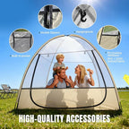 Sports Tent with 4-Side Clear PVC, 1-3 Persons All Weather Bubble, Instant Sun Rain, No Condensation, Spacious Interior, Ultra Visibility, for Sports Events Camping Fishing Cheering
