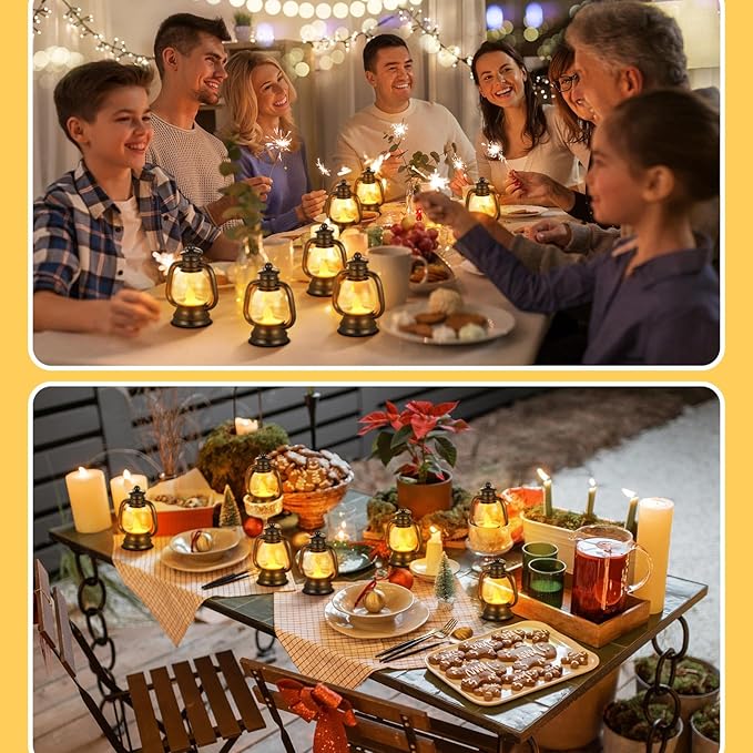 Ferraycle 36 Pcs Mini Lantern Decor 4 Inch Western Lantern Table Centerpiece Small Vintage Camping Hanging Lamp Ornaments Bulk for Cowboy Cowgirl Wedding Halloween Christmas (4 Inch,Black)