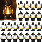 Ferraycle 24 Pcs Mini Lantern Decor 4 Inch Western Lantern Table Centerpiece Small Vintage Camping Hanging Lamp Ornaments Bulk for Cowboy Cowgirl Wedding Halloween Christmas (6 Inch,Black)