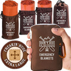 Don't Die In The Woods - Freakin’ Huge Emergency Blankets [4-Pack] Extra Large Thermal Mylar Space Blanket - One of The Ten Essentials Outdoor Survival Gear for Hiking Camping First Aid Kit (Orange)