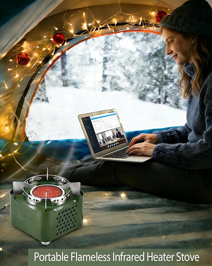 Indwell Infrared Propane Camping Stove - CSA Certified Portable Gas Stove with 23inch Extended Hose & Piezo Ignition, Windproof Single Burner for Backpacking, Hiking, Fishing & Emergency Preparedness