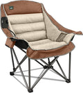 Northroad Oversized XL Padded Camping Chair w/Cell Phone Holder, Large Camp Chair, Foldable Lawn Chair w/Cup Holder,Carry Bag for Outdoor Hiking, Picnics, Heavy-Duty 400-lbs Capacity, Moca