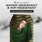 NEAR ZERO Ultralight Inflatable Sleeping Pad – Compact 14.5 oz Air Pad 2" Thick, Quick Inflate with 11 Breaths, Durable Rip-Resistant Nylon – Ideal for Backpacking & Warm Weather, Green