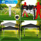 COBIZI Canopy 10x10 Pop Up Canopy Tent Party Tents for Parties Weddings Backyard Waterproof Canopy Outdoor Commercial Canopy Event Tent with Stakes, Ropes, Sandbags, Black