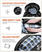 Sportneer Sleeping Bags for Adults, 0 Degree Sleeping Bag XL Flannel Winter Cold Weather Sleeping Bag with Detachable Hood Compression Sack for Camping, Backpacking, Hiking