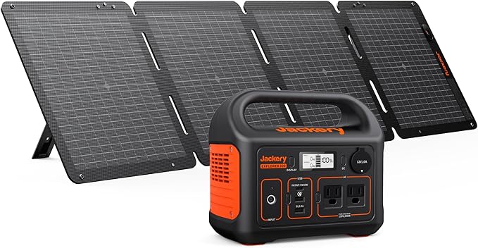 Jackery Solar Generator 300, 293Wh Backup Lithium Battery with 1XSolar Panel SolarSaga 100W Air, 110V/300W Pure Sine Wave AC Outlet for RV Outdoors Camping Travel Blackout