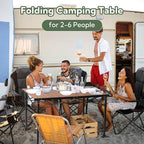 Portable Outdoor Adjustable Height Camping Table, Large for 2-6 Person, Foldable Roll-up Aluminum Camp Table with Carry Bag for Picnic, Camp, Sturdy, Stable, Loads 220 Lbs