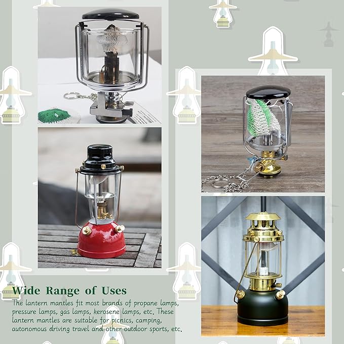 40 Pieces Propane Lantern Mantles Camping Lantern Accessories Gas Lamp Mantles Gas Lantern Covers U Shape Mantles for Outdoor Camping Lantern