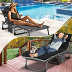 LILYPELLE Lounge Chair with Mattress, Heavy Duty Outside Lounge Chair Outdoor Portable Folding Lounge Chairs Sleeping Cots Bed for Camping, Pool, Beach, Patio