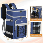 Cooler Backpack, 40 Cans Insulated Lunch Backpack Picnic Backpack for Men&Women, Durable Cooler Bag with 2 Leak Proof Compartments for Picnic, BBQ Camping, Lunch, Beach, Hiking, Blue