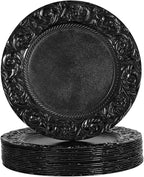 DYRABREST 150 Pcs 13 Inch Charger Plates, Bulk PP Wedding Chargers with Floral Reef Design Decorative Round Ruffled Rim Dinner Plates for Wedding Party Event Table Setting Decoration