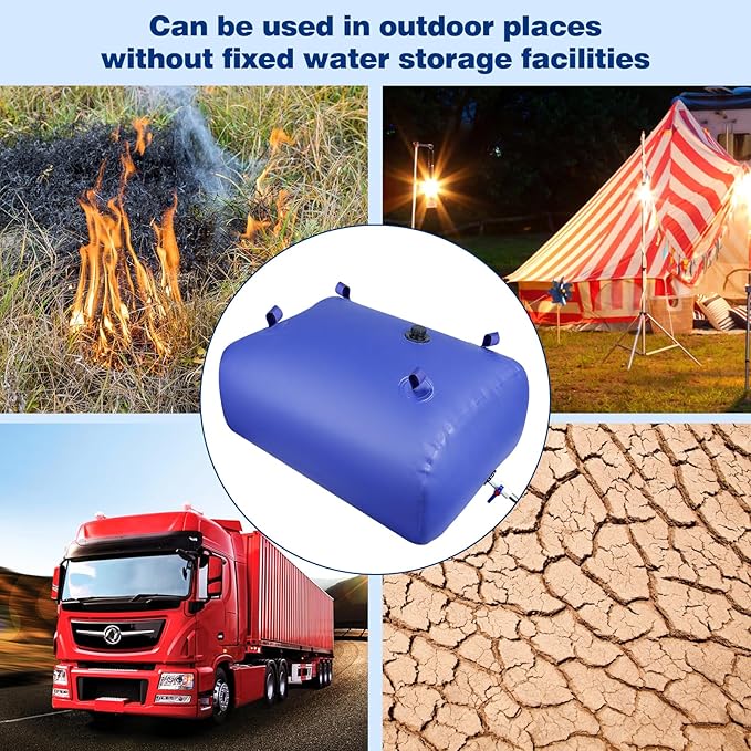 Water Storage Bladder Heavy Duty - Water Tank Foldable Water Storage Containers with Valve Soft Water Bag,Agricultural Water,Drought Resistance,Fire Prevention, Emergency Water, Blue