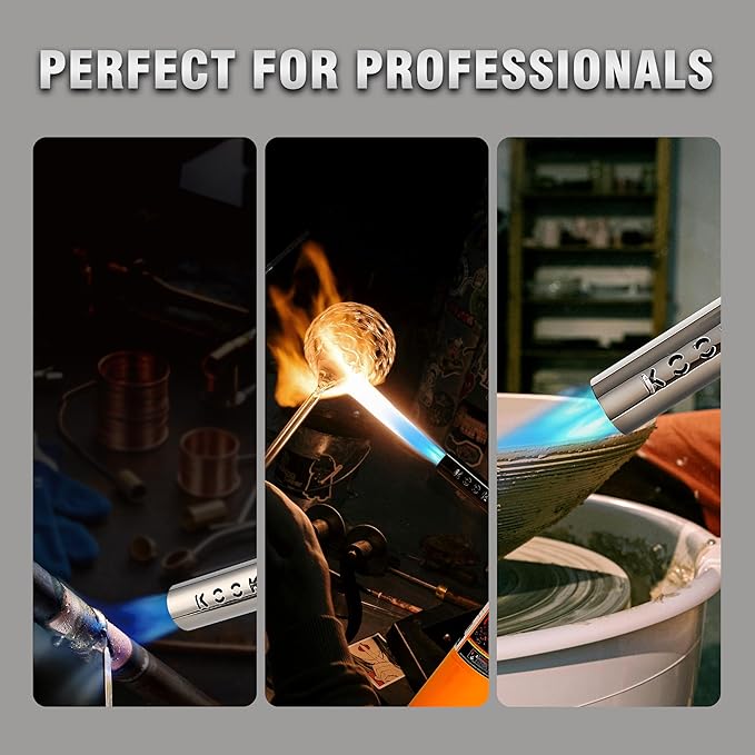 BLAZEAL Propane Torch Kit with 4x MAPP Gas,4-Flame Blow Torch Head with Propane Tank Base for MAP Gas,Work in All Angle,Trigger Start Torch Gun for Welding Brazing Soldering Grill Camping Cooking Food