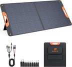 110 Watt Portable Solar Panel for Jackery Explorer 300/500/Ecoflow/Anker Solix/Bluetti, Foldable Monocrystalline Solar Charger IP67 Waterproof Offgrid Power for Camping RV Battery Backup
