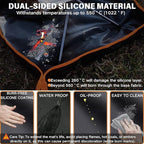 Fire Pit Mat with Handle, Fireproof Under Grill Mat & Heat Resistant Pad for Solo Stove/Camping/Patio/Lawn, Waterproof & Non-Slip