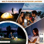 Solar Camping Lantern with Fan & Phone Charger, Portable Rechargeable Power for Hurricanes, Emergency, Power Outage and Camping Gear, Silver