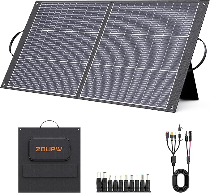 100W Portable Solar Panel N-Type 16BB,25% Efffciency Ultralight 7.98lbs Foldable Solar Charger for Jackery 300/EcoFlow River/Bluetti/Anker Solix, IP67 Waterproof for RV Camping Off-Grid