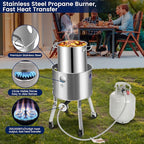 ARC Stainless Steel Single Propane Burner With 200,000BTU High-Output, Outdoor Stove Burner, Wheeled legs and 360° Windscreen, Ideal Outdoor Cooker Propane Burners For Turkey Fryer