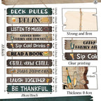 Tatuo Deck Rules Wooden Signs Funny Rules Signs Decorative Outdoor Regulations Plaque Wall Decor for Bar Campsite Cabin Tent Deck Sign Backyard Outdoors Home 11 x17 Inch