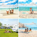 Beach Tent, Beach Canopy Sun Shade UPF 50+, Portable 10×10 FT Camping Sun Shelter with Sandbags, Poles, Ground Pegs and Anti-Wind Ropes Easy Setup for Outdoor, Backyard, Picnics, Fishing