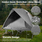 GYMAX 2-Person Tent Cot, 3 in 1 Folding Off-Ground Cot Bed Combo with Portable Wheeled Bag, Waterproof Rainfly, 2 Mesh Doors & Skylight Roof for Hiking, Backpacking, Outdoor