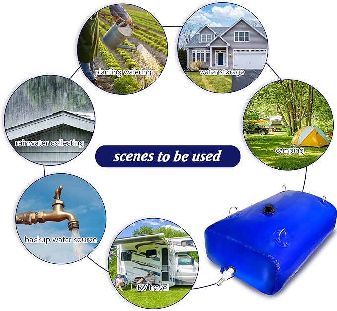 3028 L/800 Gallon Water Bladder Tank, Blue Portable RV Water Tank, Large Capacity Water Storage Bladder for Camping, Garden, Emergency, Outdoor Sports