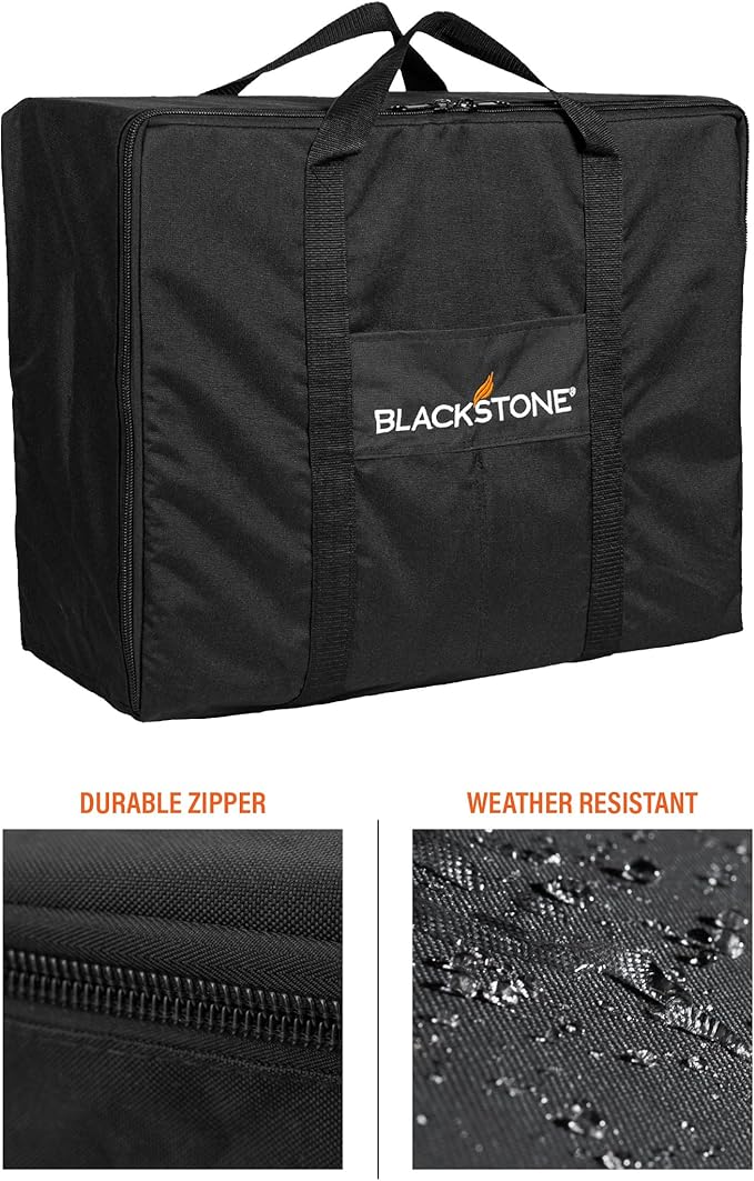 Blackstone 1722 Tabletop Griddle Cover & Carry Bag, 1722, Portable BBQ Grill Griddle Carry Bag & Cover for Travel - 600D Heavy Duty Weather Resistant - Blackstone Accessories, Black, 22 inch