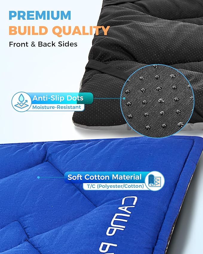 KingCamp Cot Mattress Pad, Portable Lightweight Cot Mattress, Non-Slip Camping Mat Soft Comfortable Non-Slip Cot Pad for Camp, RV Bunk
