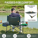 Timber Ridge XXL Oversized Directors Chair 600lbs - Heavy Duty Camping Chair with Cooler Bag & Table, Portable Folding Chair with Wide Seat for Tailgating, Patio, Outdoor - Grey