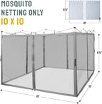 CROWN SHADES Gazebo Mosquito Net for 10 x 10 Pop Up Canopy - Patio Gazebo Mesh Sidewall with Zipper for Outdoor Tent, Garden and Backyard (4 Packs, Grey)