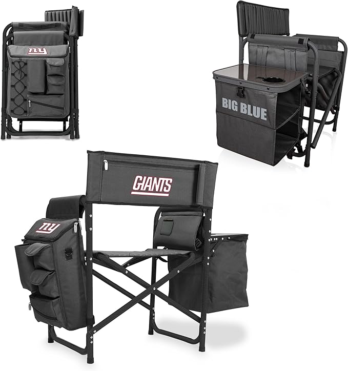 Picnic TIME NFL Unisex-Adult NFL Fusion Camping Chair with Side Table and Soft Cooler, Beach Chair for Adults, Lawn Chair