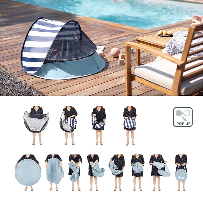 Babymoov Aquani Tent & Pool 3 in 1 Pop Up Tent, Kiddie Pool and Play Area (Summer 2024 Essential), Marine, One Size